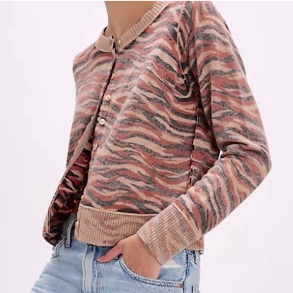 Free People Nocturnal Patterned Cardi Cashmere in Cuban Tiger Print XS NWT NEW